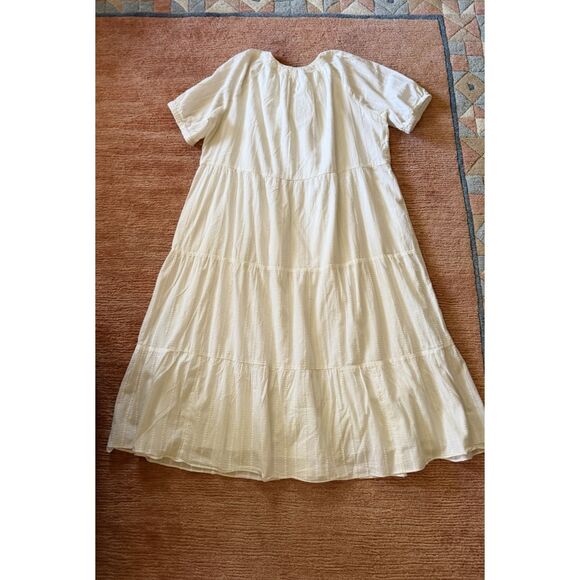 Madewell Ivory Tiered Midi Dress Short Sleeve Cotton Size 1X - Picture 9 of 9